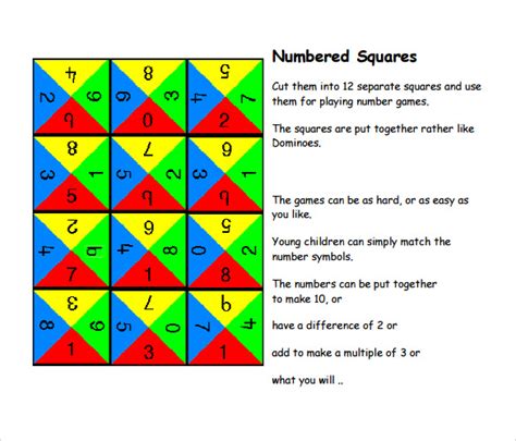 Numbered Squares Printable