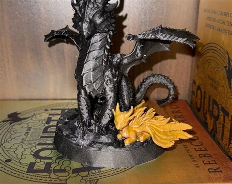 black dragon tairn  mini gold dragon andarna shelf decor fourth wing