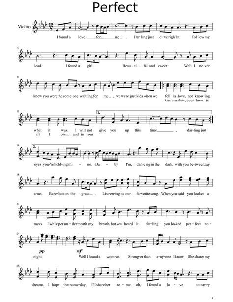 Ed Sheeran Perfect Violino Sheet Music For Violin Solo