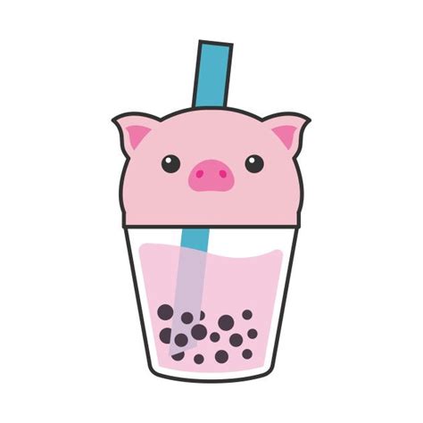 A Pink Drink With A Pig S Head Sticking Out Of It