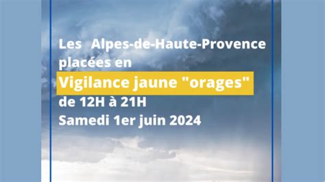 Haute Provence le département placé en vigilance jaune orages par