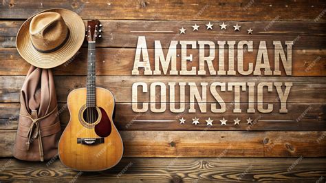 Premium Photo American Country Music Posterwood Background With Guitar American Country Music