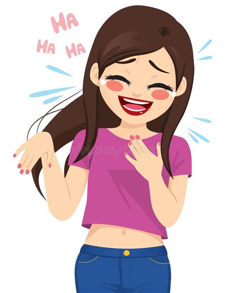 Woman Crying Laughing Out Loud Stock Vector Illustration Of Cheerful