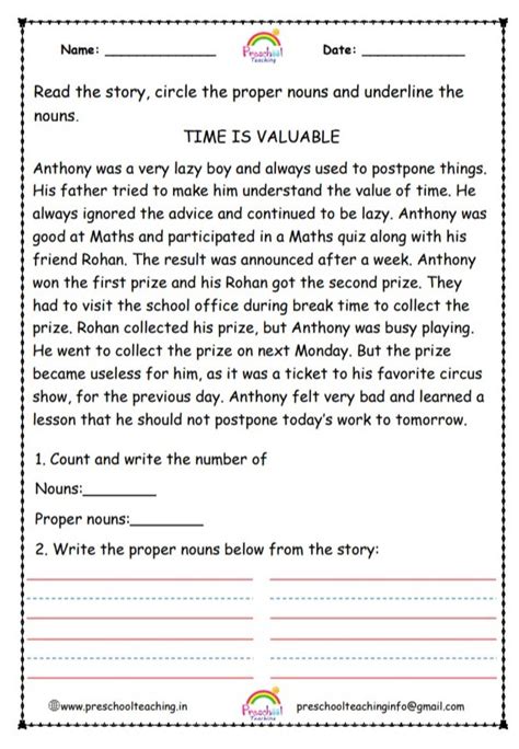 Proper Noun Worksheet1 US – Preschool Teaching