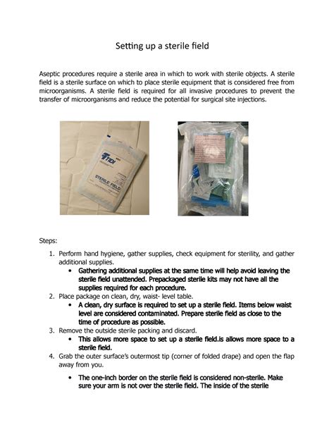 Setting Up Sterile Field That Can Help Setting Up A Sterile Field