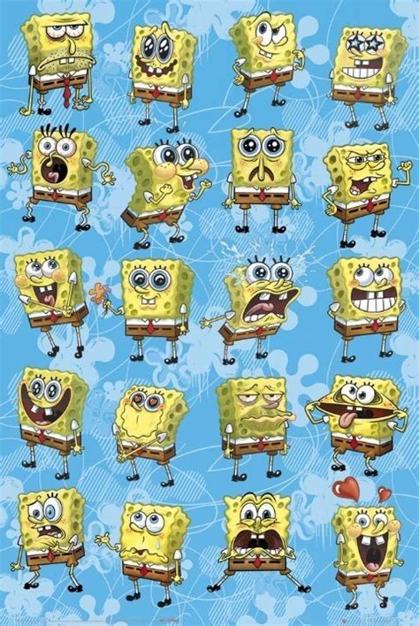 Poster SPONGEBOB - expressions | Wall Art | 3+1 FREE | UKposters