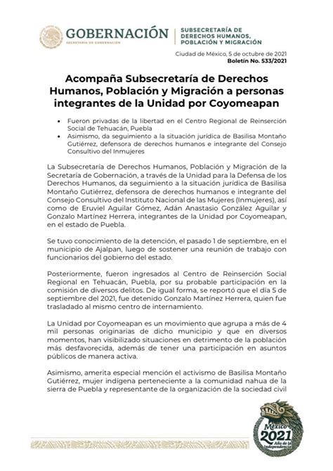 Gobernación on Twitter Acompaña Subsecretaría de Derechos Humanos