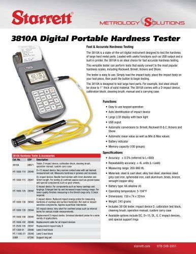 A Compact Hardness Tester Starrett Pdf Catalogs Technical