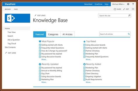 Sharepoint Knowledge Base Template