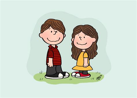 I used to watch the peanuts cartoons all the time, so I drew me and my boyfriend as peanuts ...