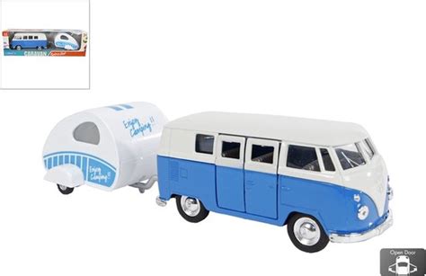 Welly Bus Volkswagen 1963 T1 Staal 21 Cm Blauw Wit 2 Delig Bol