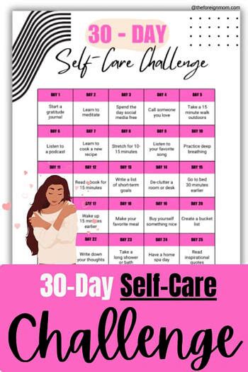 30 Day Self Care Challenge Printable Free For A Happier You