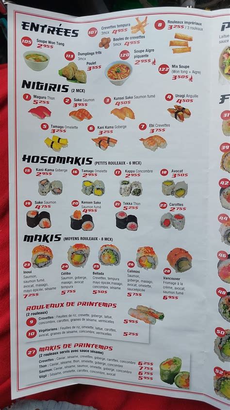 Menu Au Ichiban Sushi Wok Restaurant Repentigny