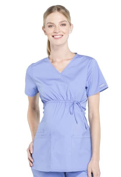 Cherokee Womens Maternity Scrub Top With 3 Pockets Mock Wrap Ww685