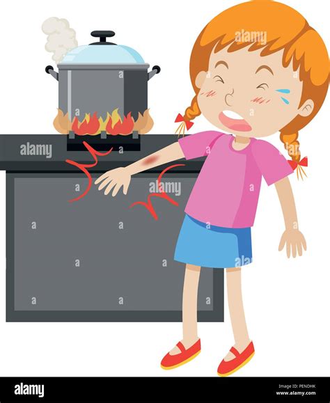 A Girl With Burned Arm Illustration Stock Vector Image And Art Alamy