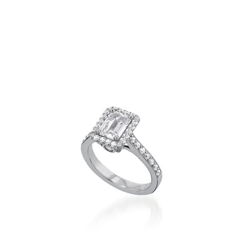 Satin Emerald Cut White Gold Engagement Ring John Atencio