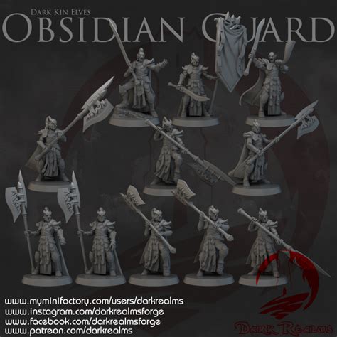 D Printable Dark Realms Dark Kin Elves Obsidian Guard By Dark