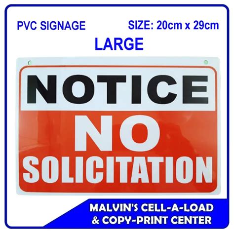 Pvc Signage Notice No Solicitation Large A4 Size Lazada Ph