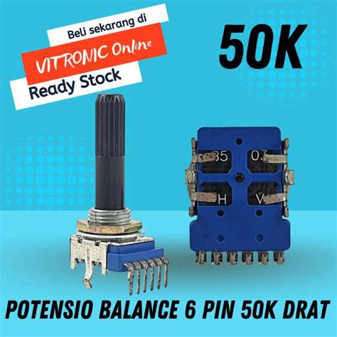 Jual Potensio Balance 6 Pin 50k Drat Stereo Kaki 6 Tekuk As Panjang 2