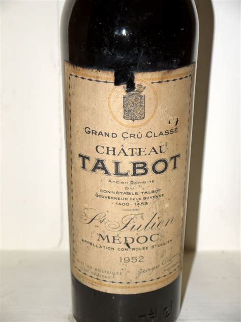 Château Talbot 1952 great wine Bottles in Paradise Au Droit de Bouchon