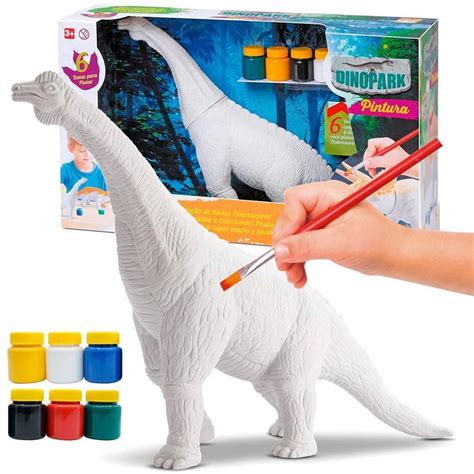 Dinopark Pintura Dinossauro De Colorir Pintar 6 Tintas Bee Toys