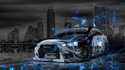 Anime Boy Aerography City Car 2015 Blue Neon Effects - Mitsubishi ...