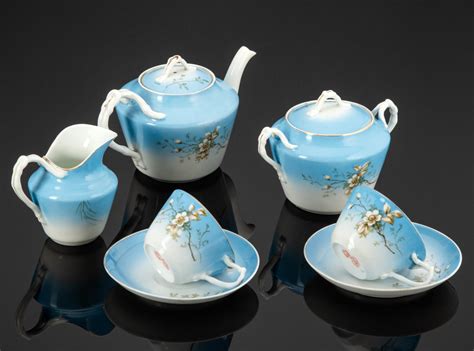 Набор чайный (сервиз) на 2 персоны нежно-голубого оттенка "Яблоневый ...