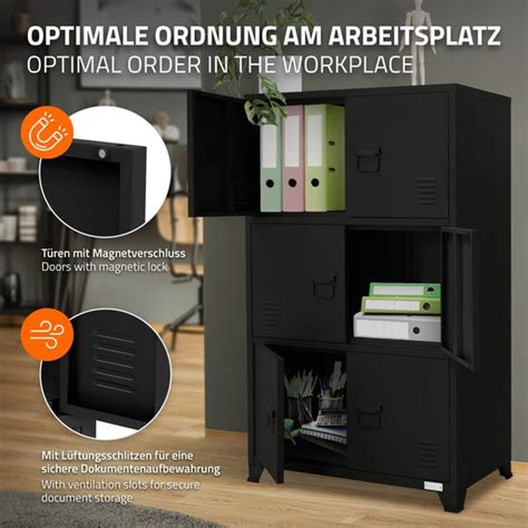 ML Design Set Van 2 Archiefkasten 75x40x120 Cm Zwart Staal