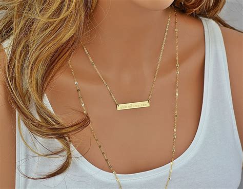 Gold Bar Necklace 14k Gold Bar Necklace Bar Necklace Etsy