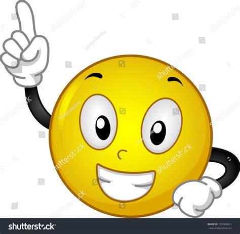 Illustration Featuring Smiley Raised Index Finger Stock Vector