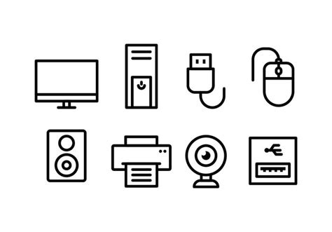 Computer Accessories Icon Set Vector Art At Vecteezy