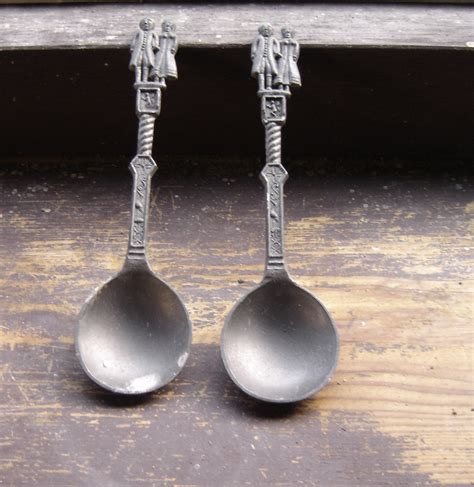 Vintage Antique Pewter Spoons Dutch Metal Wedding Spoons