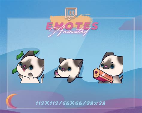 Animated Cat Chibi Emote Pack Siamese Twitch Emotes Anime Etsy