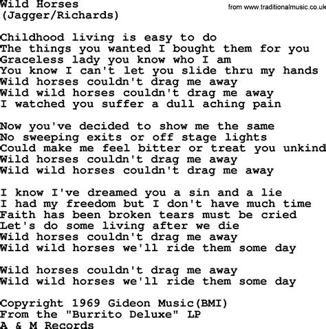 Wild Horses, by The Byrds - lyrics with pdf