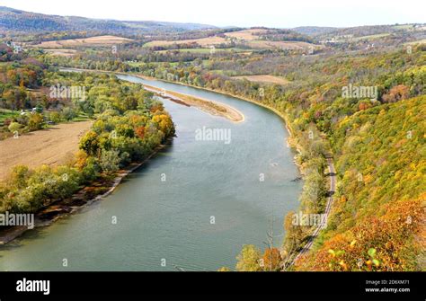 The Aerial View Of The Susquehanna River Surrounded By Striking Color