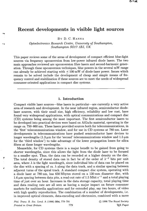 (PDF) Recent Developments in Visible Light Sources