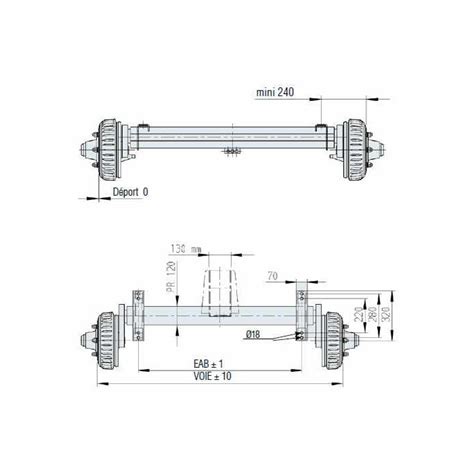 Essieu 3500kg freiné AL KO 3081B EAB 1700 Voie 2180mm