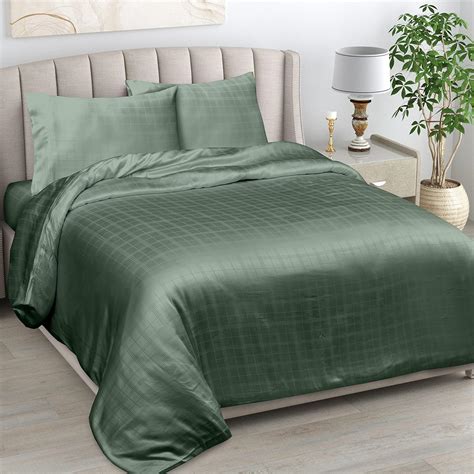 Linenwalas 100 Bamboo Bedding Set For Super King Size Bed Checkered