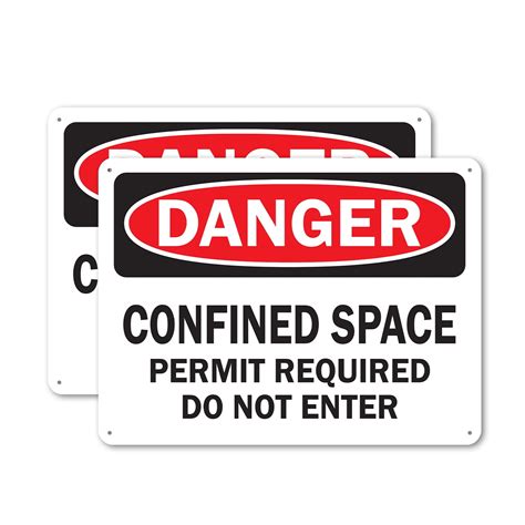 2 Pack Confined Space Permit Required Do Not Enter Osha Danger Sign 18 Inch X 12 Inch Indoor