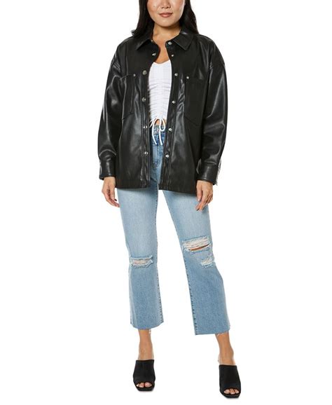 Juicy Couture Oversized Faux Leather Shacket Macys