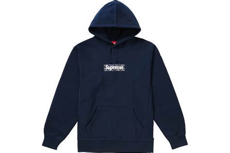 Supreme Bandana Box Logo Hooded Sweatshirt Navy Men S Fw19 Us