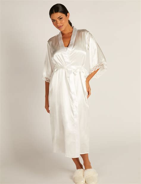 Amelia Satin Lace Trim Wide Sleeve Robe Boux Avenue Mands