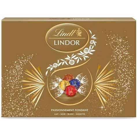 Lindt Boite cadeau à partager LINDOR Chocolat au Lait Noir Blanc