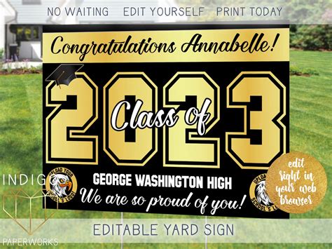 Printable 2023 Graduation Lawn Sign, Custom Congratulations Grad Decor ...