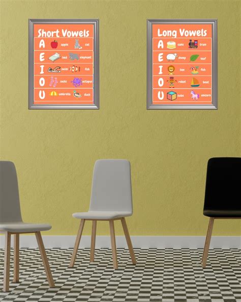 Vowels Poster Educational Poster Long Vowels Shorts Vowels English Poster Classroom Poster