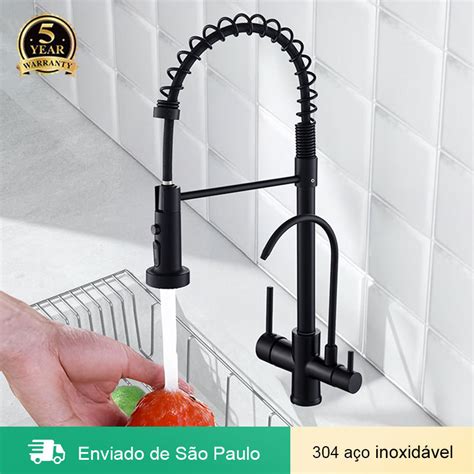 Torneira Quente Com Filtro - Torneira De Cozinha 3 modos Com Filtro Gourmet Água Quente E Fria Inox ...
