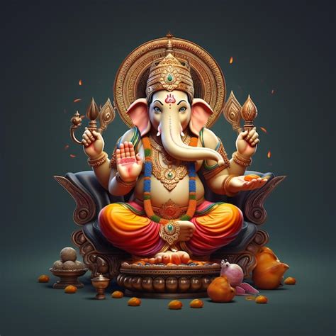 Premium AI Image | Sacred ThreeDimensional Ganpati Isolated Vector ...