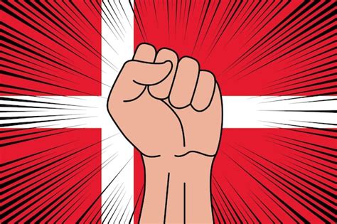 Premium Vector Human Fist Clenched Symbol On Flag Of Denmark