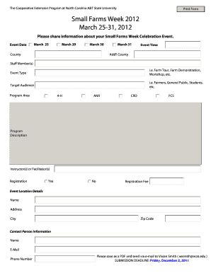 Fillable Online Cals Ncsu The Sfw Participation Form Fax Email Print