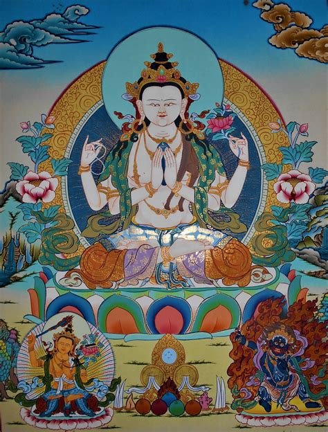 The Bodhisattva Of Compassion Chenrezig Mandalas Life Bodhisattva Thangka Painting Thangka